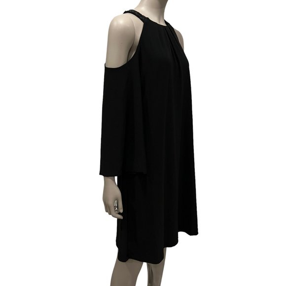 Ralph Lauren Sheath Dress Cold Shoulder Sequin Halter Neck Black Party C… - Picture 7 of 11